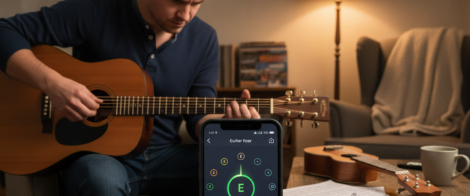 Afine violão e guitarra usando app grátis no celular